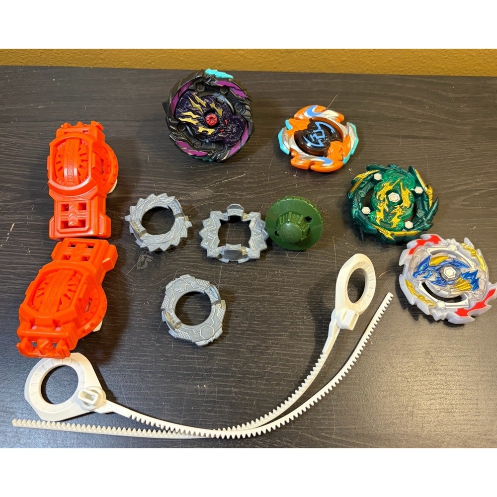 TOMY Takara Beyblades Lot of 12 Spinners Metal Plastic Parts Pull Strings Launch